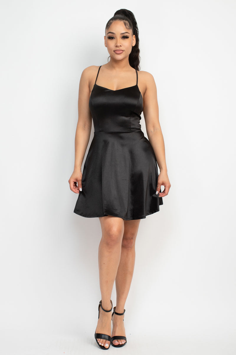 Vestido Skater con tirantes, sin mangas, cintura corta