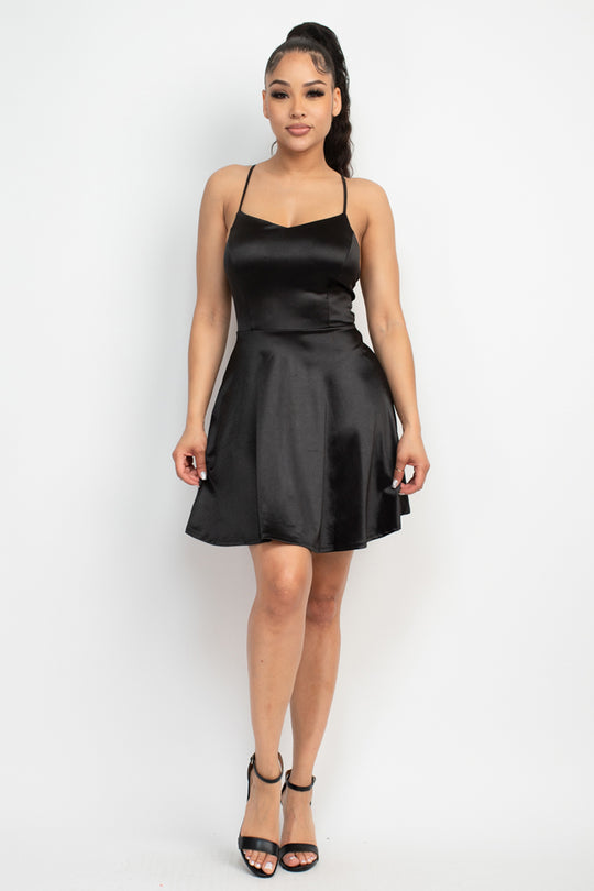 Vestido Skater con tirantes, sin mangas, cintura corta