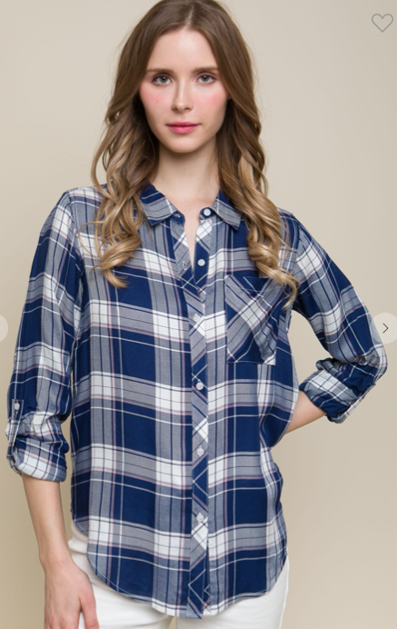 Blusa manga larga con estampado cuello elegante