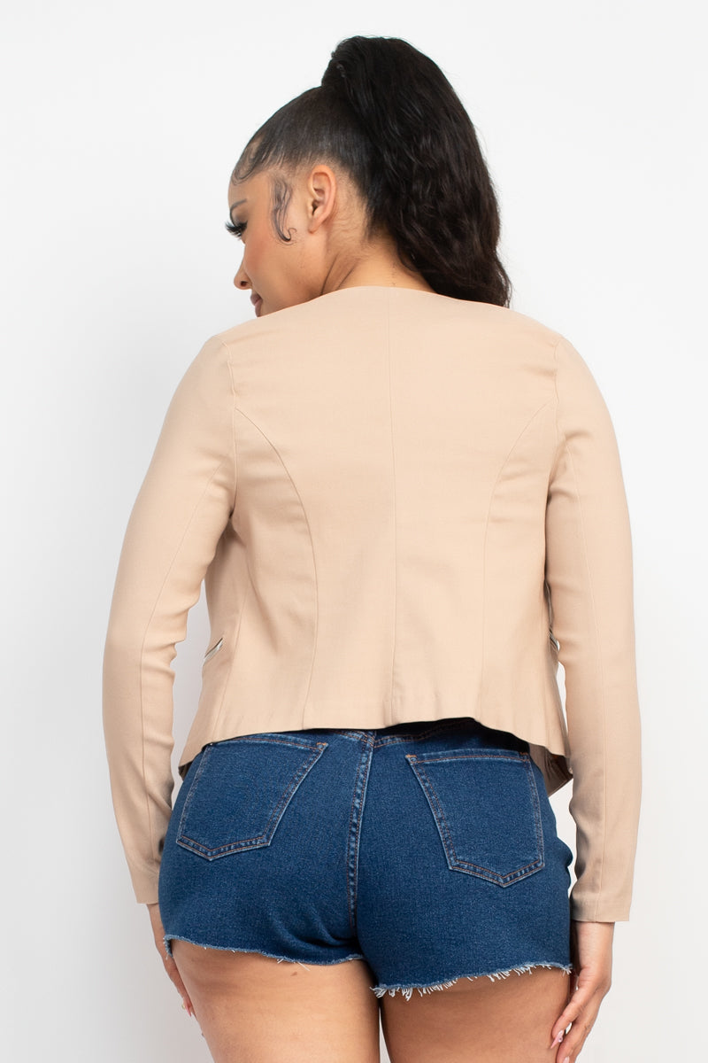 Sacos de Mujer Corto sin Cuello