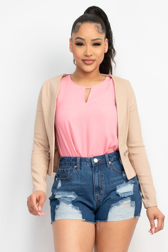 Sacos de Mujer Corto sin Cuello