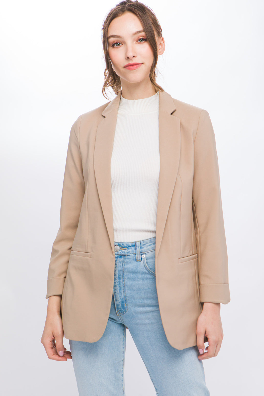 Saco Blazer Rosa Pastel para Mujer Oversize Formal y Casual