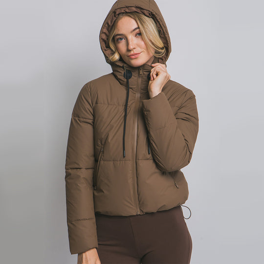 Chamarra Acolchada Con Capucha Ajustable Para Mujer