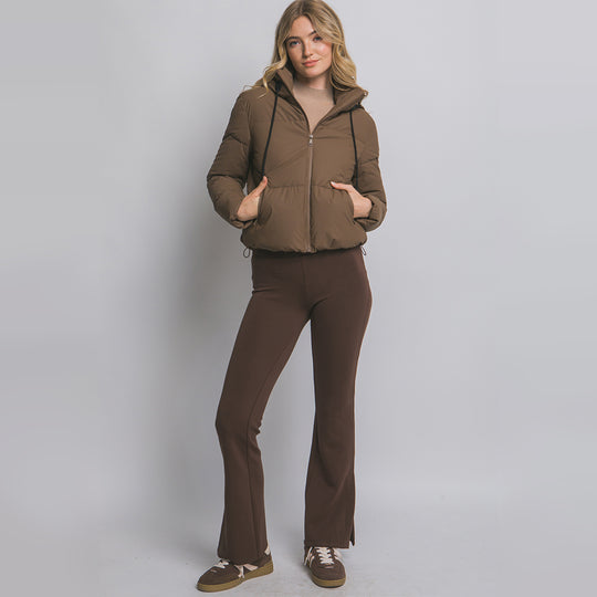 Chamarra Acolchada Con Capucha Ajustable Para Mujer