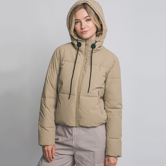 Chamarra Acolchada Con Capucha Ajustable Para Mujer