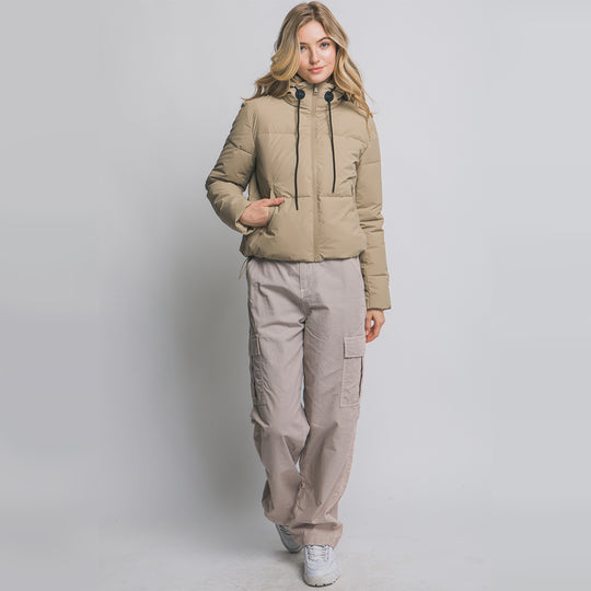 Chamarra Acolchada Con Capucha Ajustable Para Mujer