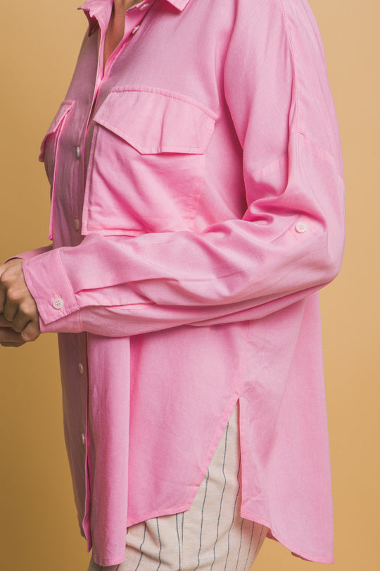 Blusa Overzise Con Bolsillos en Frente