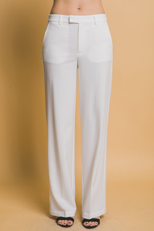 Pantalón Minimalista de Tiro Alto en Tono Moca