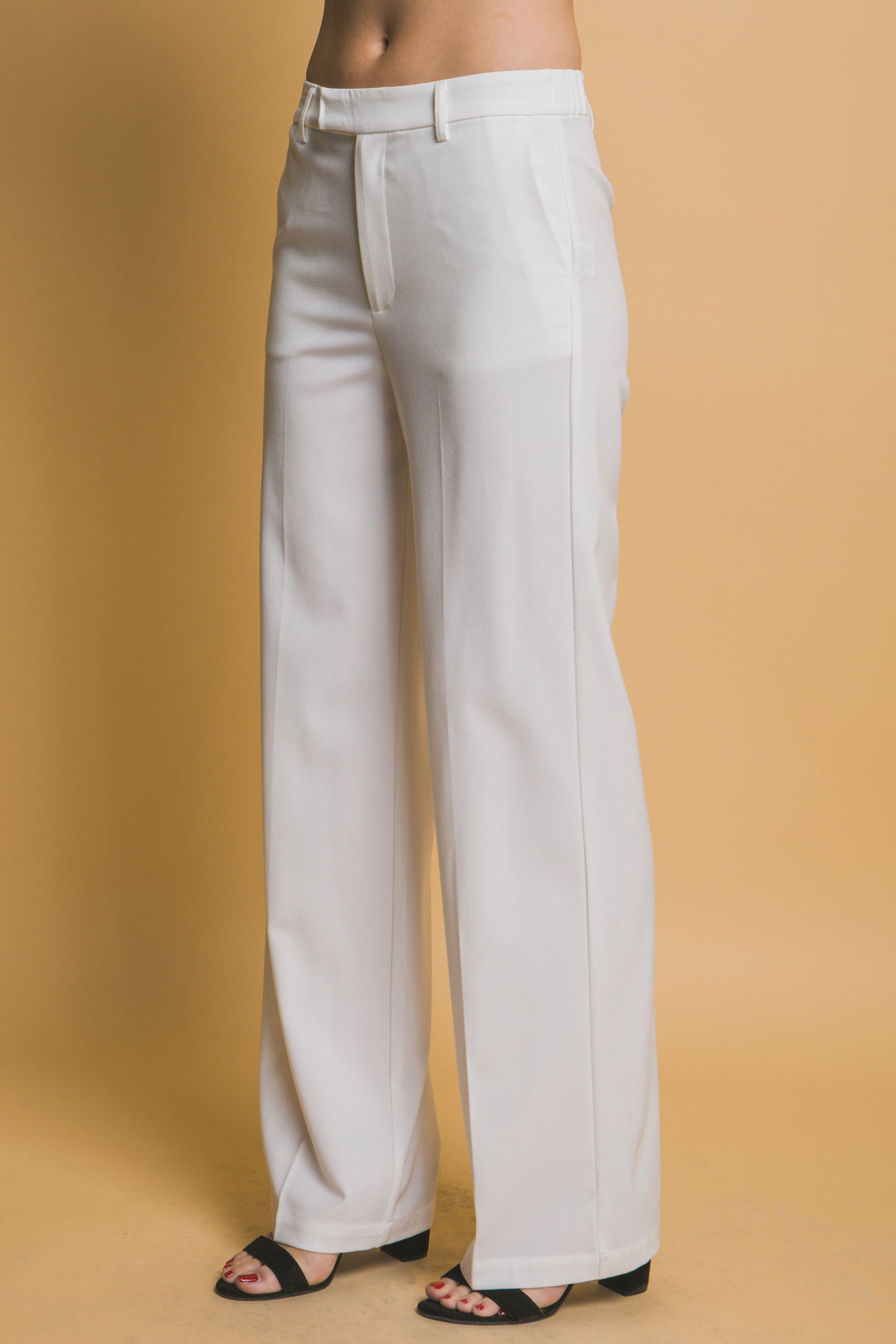 Pantalón Minimalista de Tiro Alto en Tono Moca