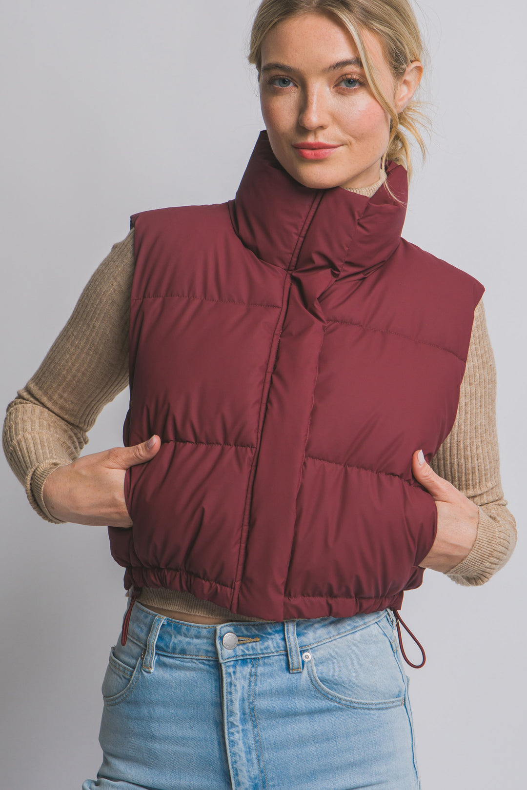 Chaleco Acolchado con Ajuste en Cintura