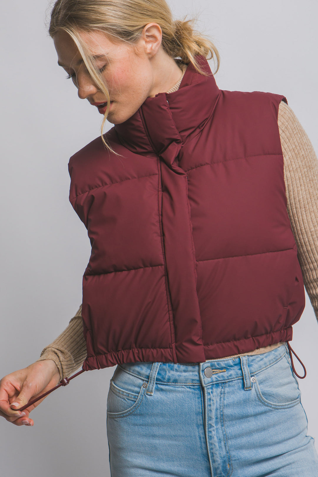 Chaleco Acolchado con Ajuste en Cintura
