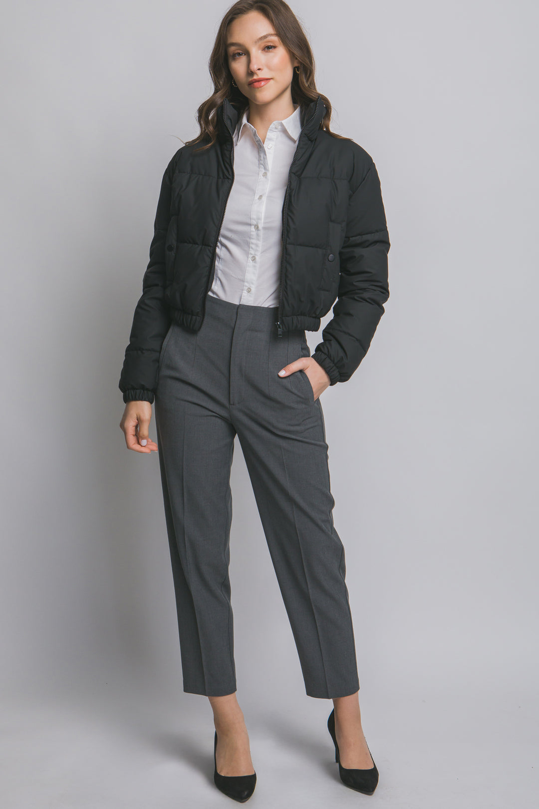 Chaqueta Acolchada Crop para Mujer