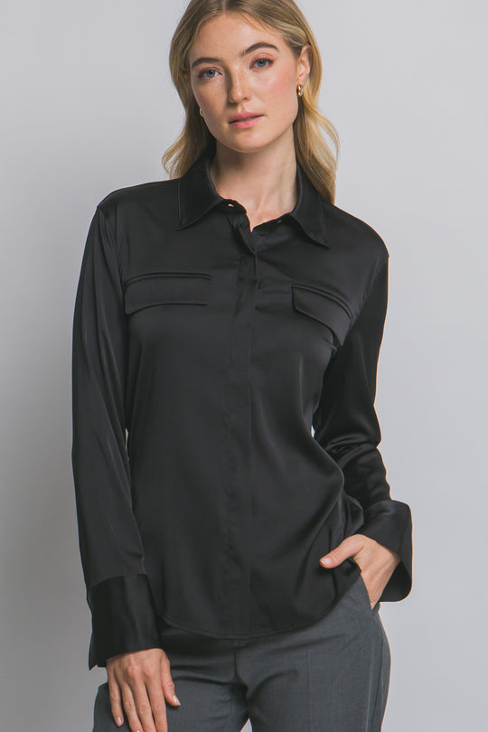 Blusa Hem Satinada Elegante Para Mujer