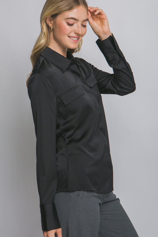 Blusa Hem Satinada Elegante Para Mujer