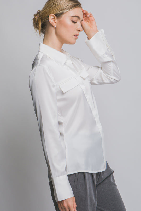 Blusa Hem Satinada Elegante Para Mujer