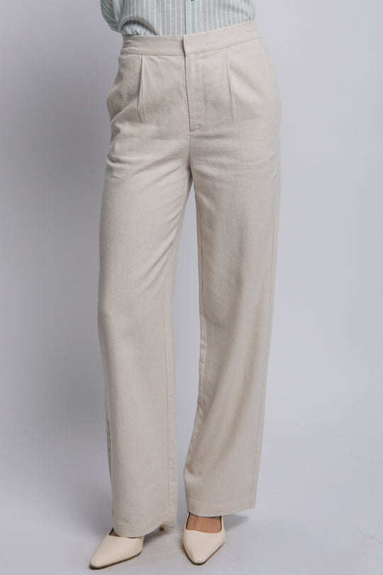 Pantalón Sastre de Lino Fluido – Silueta de Talle Alto con Ajuste Impecable