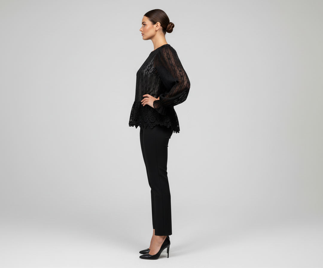 Blusa de Encaje Manga Larga