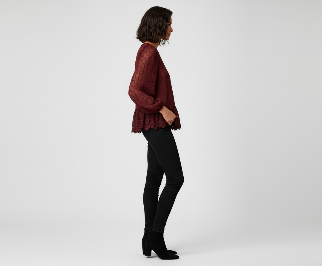 Blusa de Encaje Manga Larga