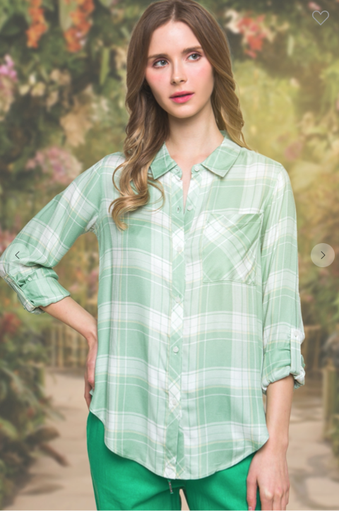 Blusa manga larga con estampado cuello elegante