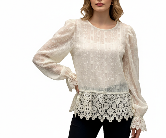 Blusa de Encaje Manga Larga