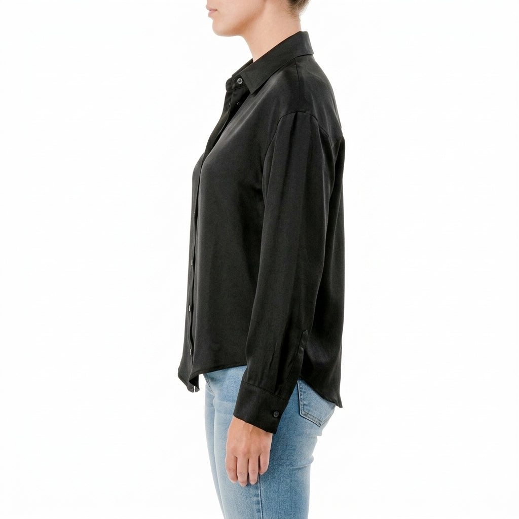 Blusa elegante camisa de manga larga, confeccionada con un tejido ligero y fluido