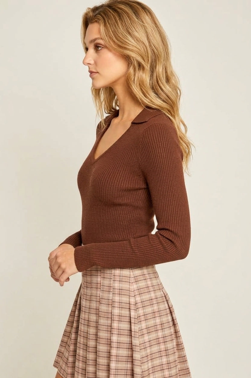 Blusa de manga larga y cuello V es la prenda perfecta para cualquier ocasión