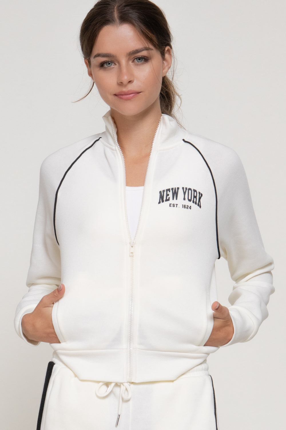 Sudadera Abierta con Cuello Alto Estilo Retro New York