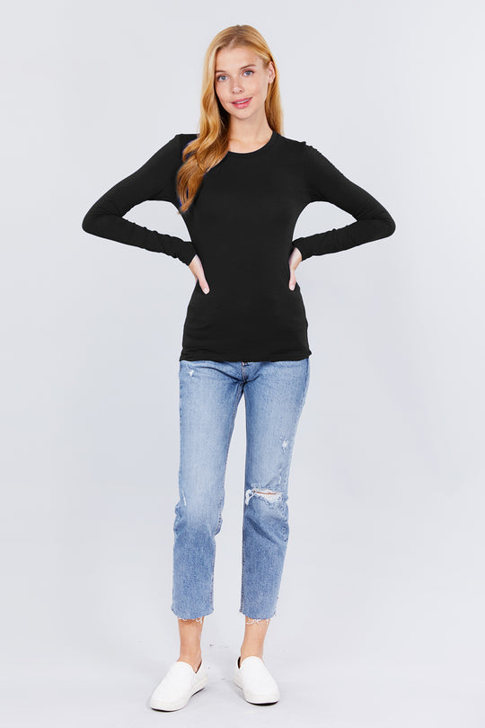 Blusa manga larga tejido punto acanalado.