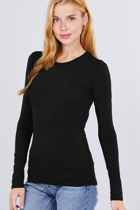 Blusa manga larga tejido punto acanalado.