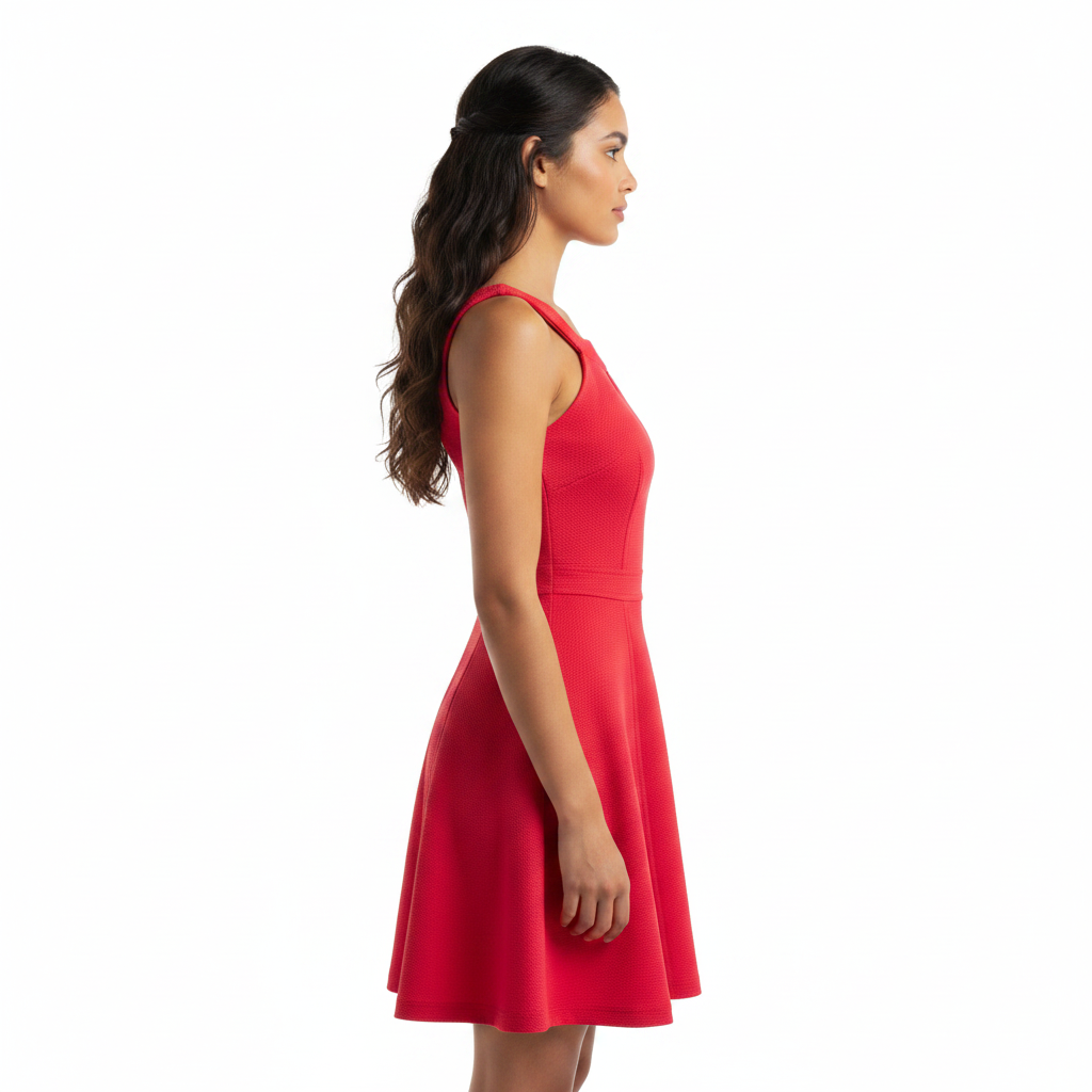 Vestido de Cóctel Corto Línea Sin Mangas con Cinturón Metálico