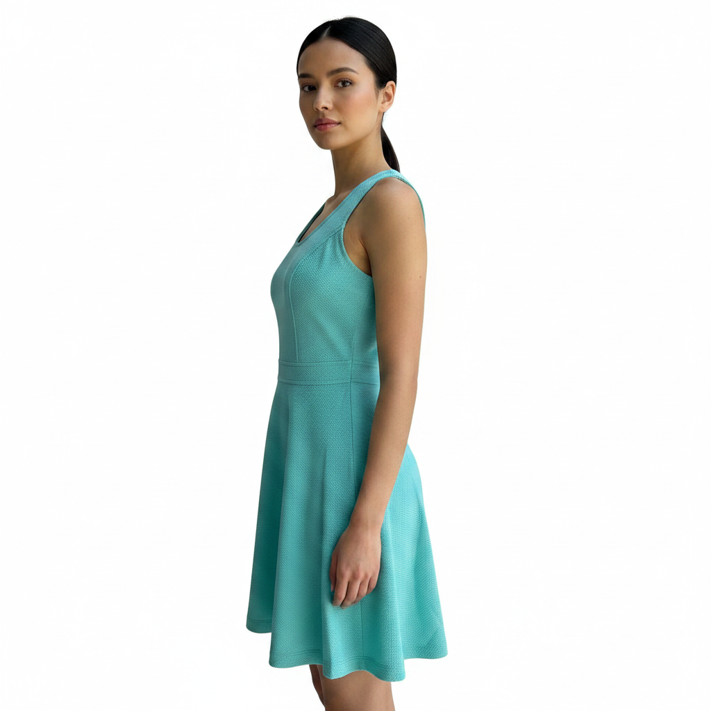 Vestido de Cóctel Corto Línea Sin Mangas con Cinturón Metálico