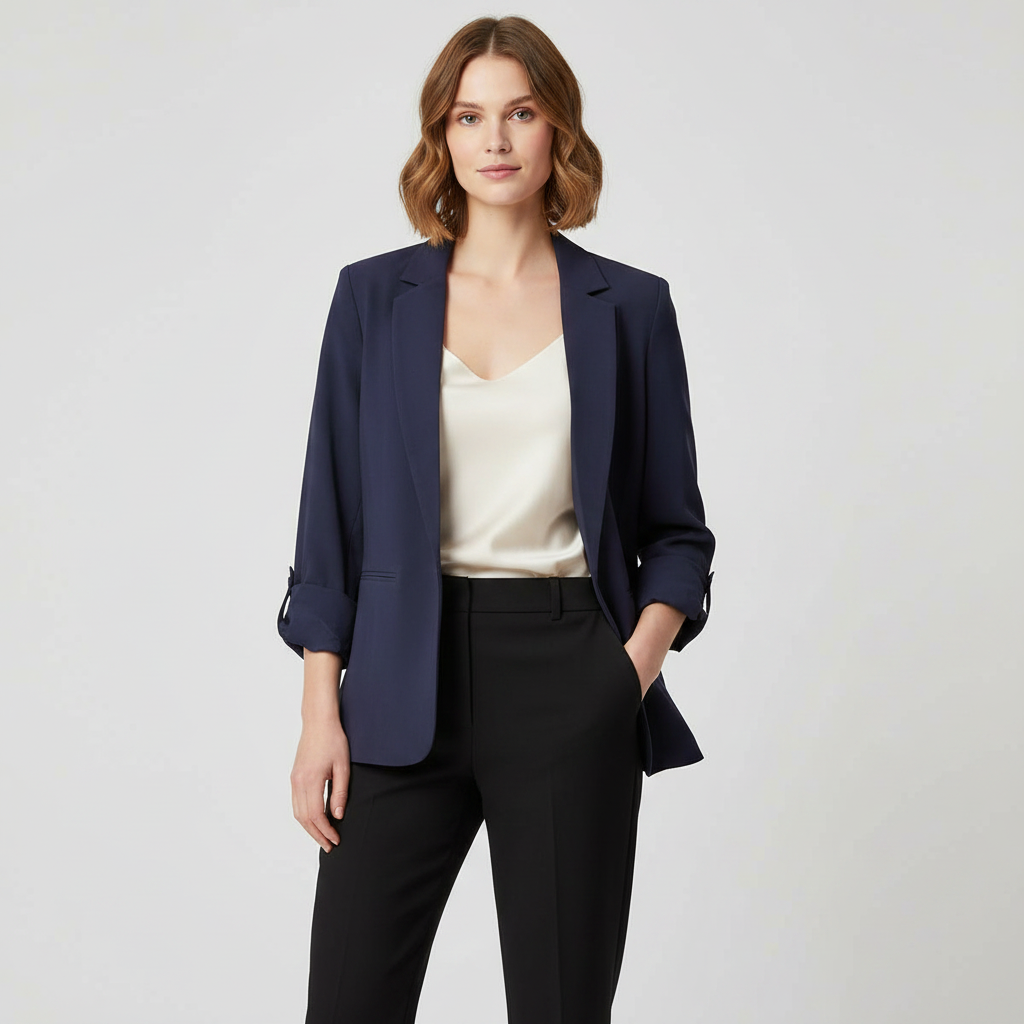 Blazer Para Mujer - Con Mangas 3/4 Y Solapa Clásica