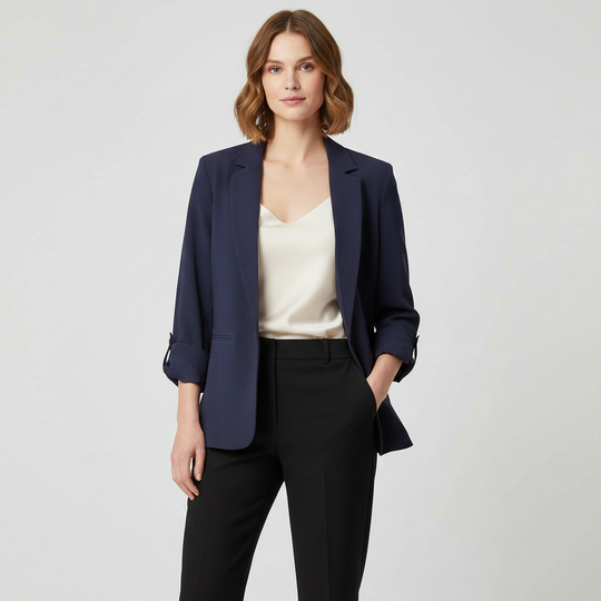 Blazer Para Mujer - Con Mangas 3/4 Y Solapa Clásica