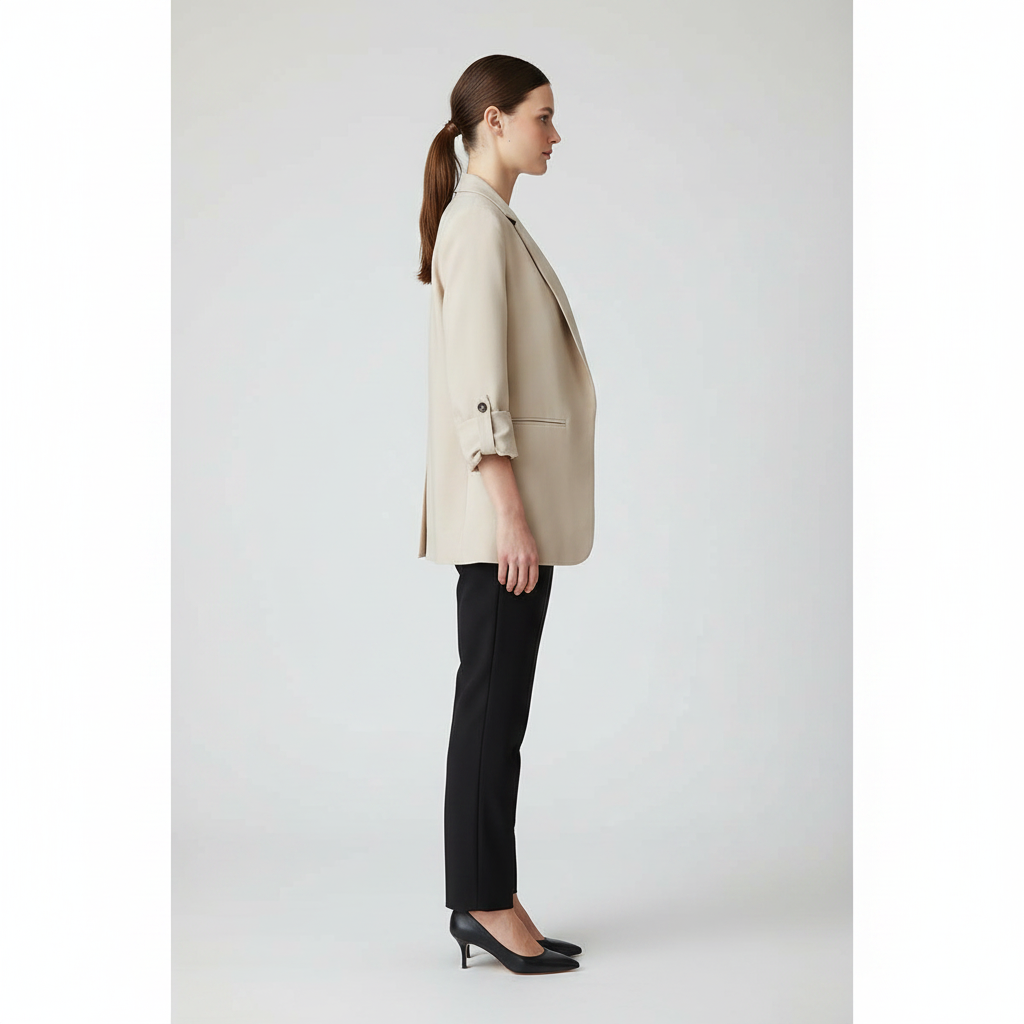 Blazer Para Mujer - Con Mangas 3/4 Y Solapa Clásica