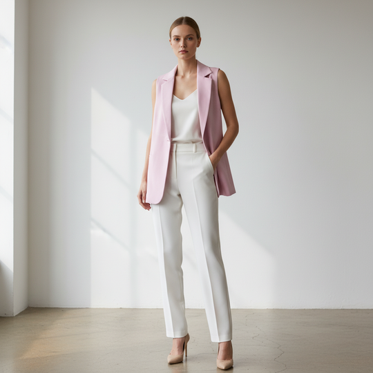 Chaleco Sastre Largo Casual Blazer Sin Mangas
