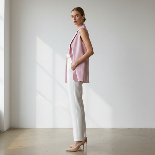 Chaleco Sastre Largo Casual Blazer Sin Mangas