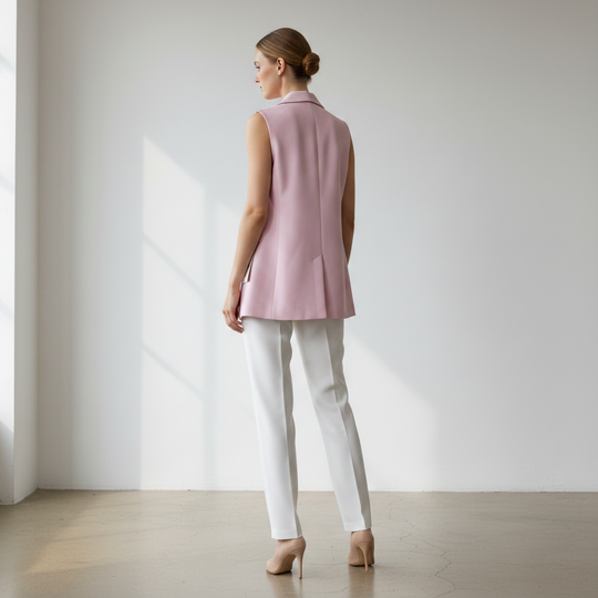 Chaleco Sastre Largo Casual Blazer Sin Mangas