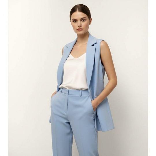 Chaleco Sastre Largo Casual Blazer Sin Mangas