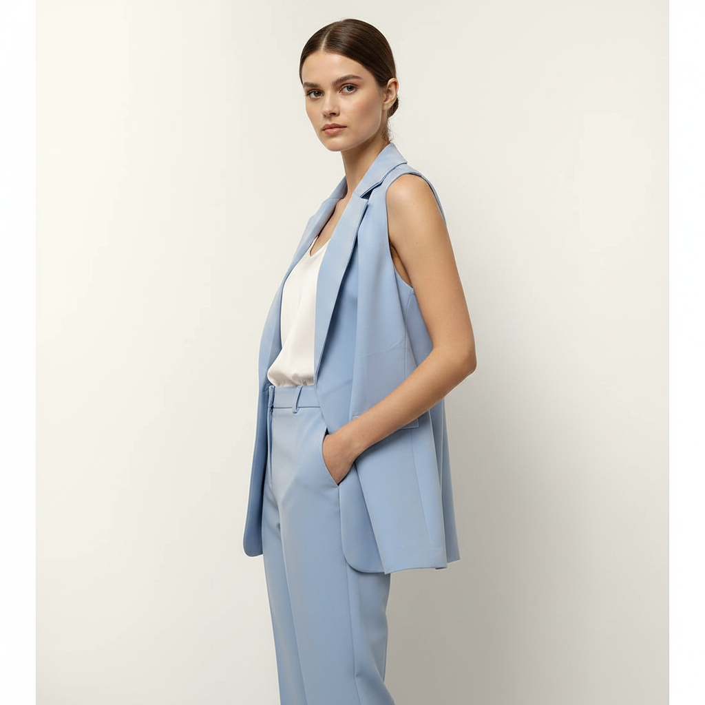 Chaleco Sastre Largo Casual Blazer Sin Mangas