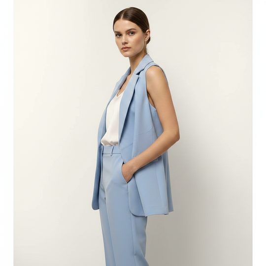 Chaleco Sastre Largo Casual Blazer Sin Mangas