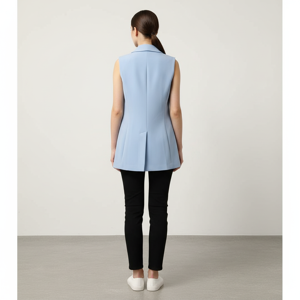 Chaleco Sastre Largo Casual Blazer Sin Mangas