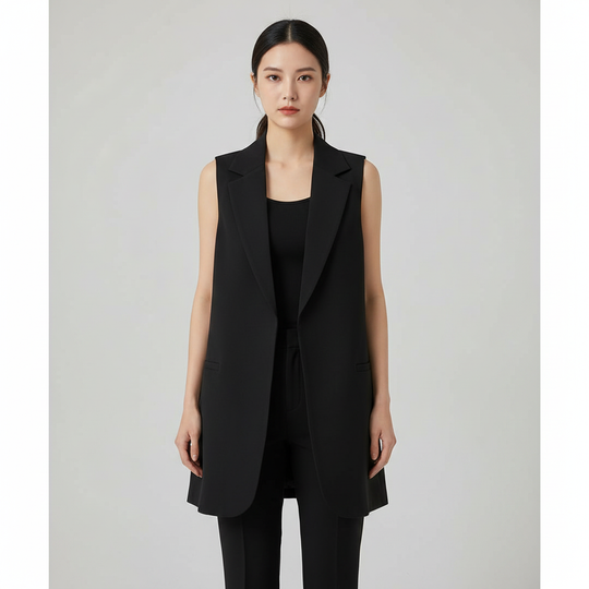 Chaleco Sastre Largo Casual Blazer Sin Mangas