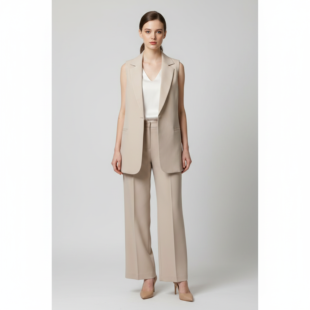 Chaleco Sastre Largo Casual Blazer Sin Mangas