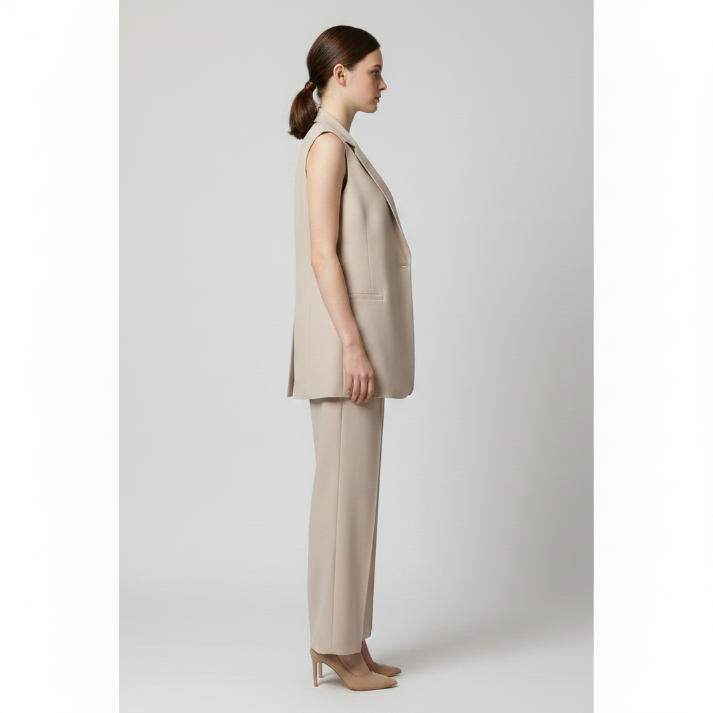 Chaleco Sastre Largo Casual Blazer Sin Mangas