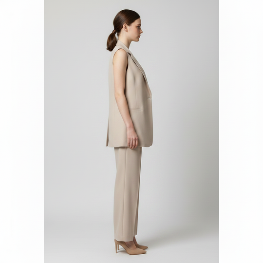 Chaleco Sastre Largo Casual Blazer Sin Mangas