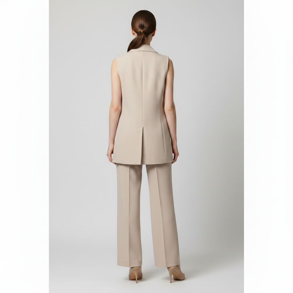 Chaleco Sastre Largo Casual Blazer Sin Mangas