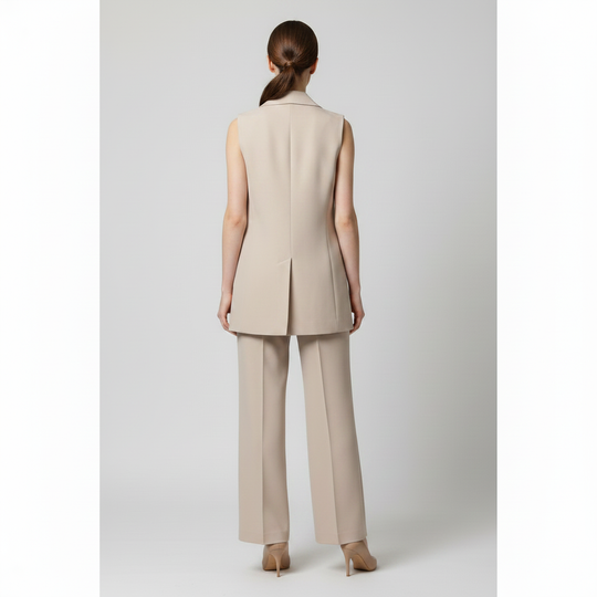 Chaleco Sastre Largo Casual Blazer Sin Mangas