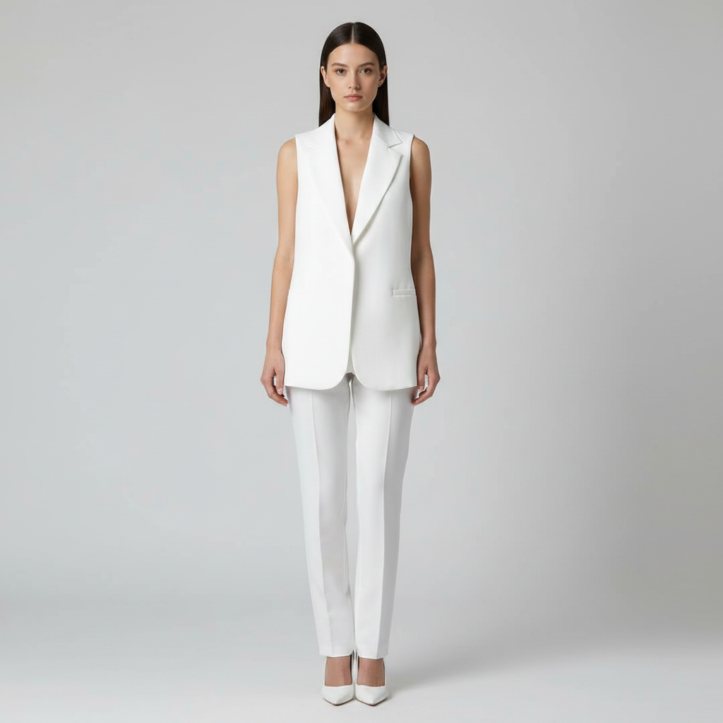 Chaleco Sastre Largo Casual Blazer Sin Mangas
