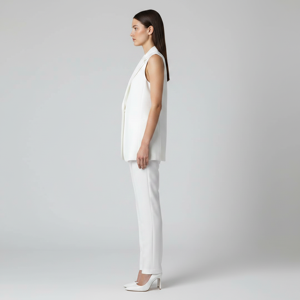 Chaleco Sastre Largo Casual Blazer Sin Mangas