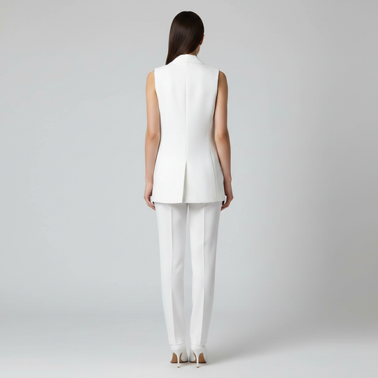 Chaleco Sastre Largo Casual Blazer Sin Mangas
